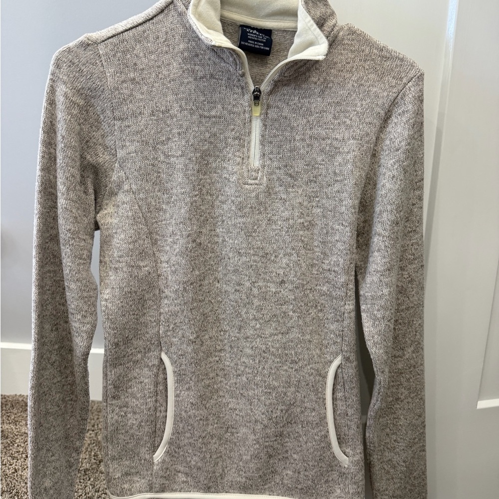 Charles River Apparel Women’s Heathered Taupe Quarter-Zip Sweater